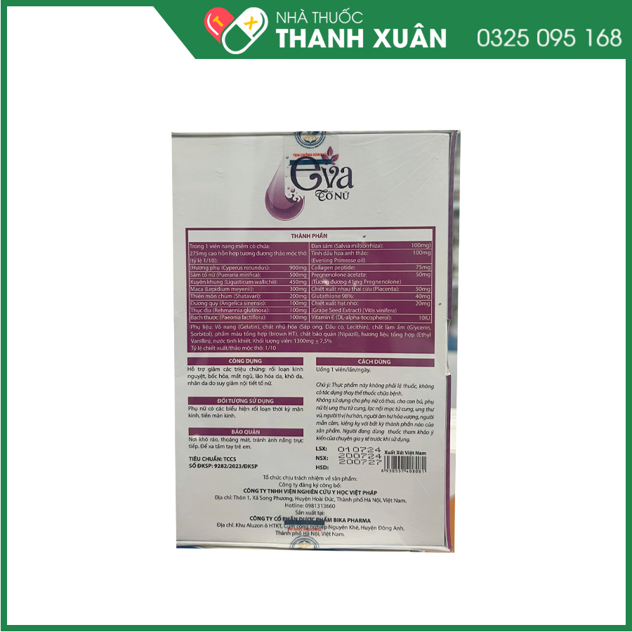 Eva Tố Nữ viên uống làm đẹp da, điều hòa nội tiết tố nữ